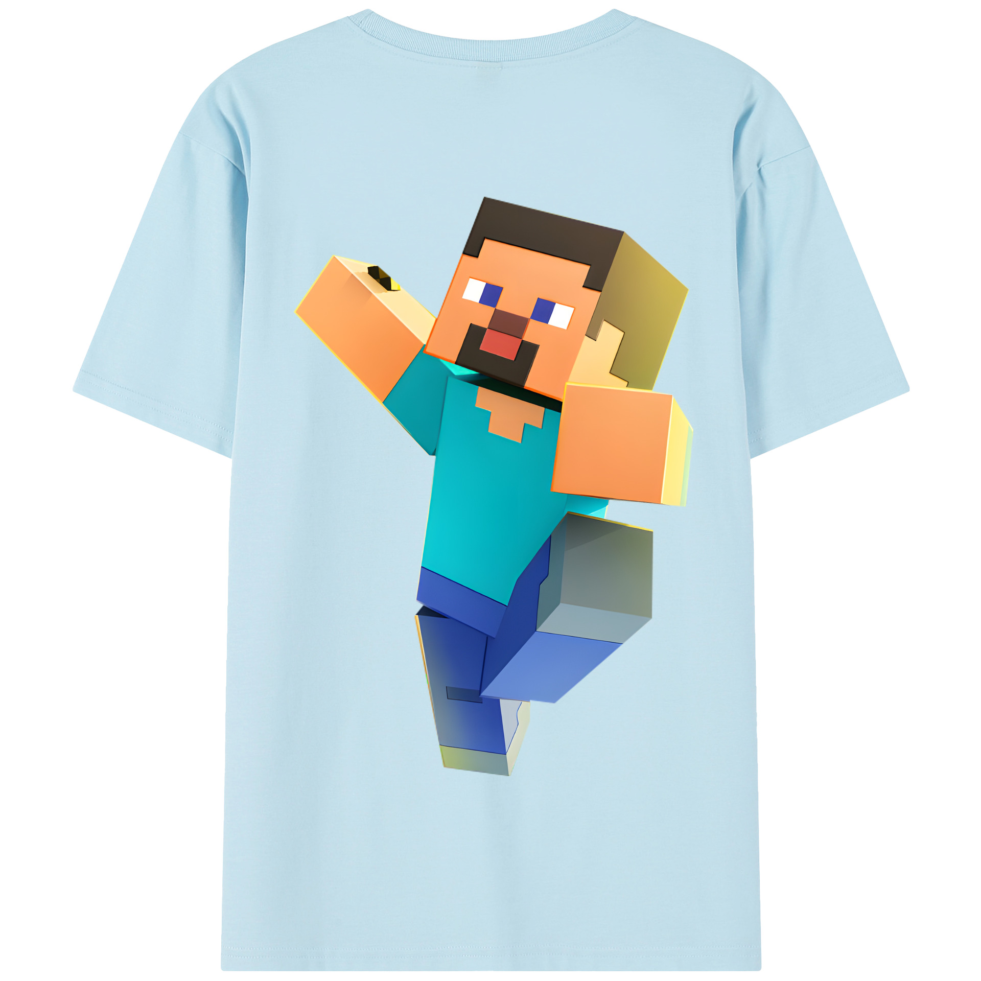 （画像用） マインクラフト ブロックの世界 Minecraft MC Block world 綿100％半袖Tシャツ（背面プリント）